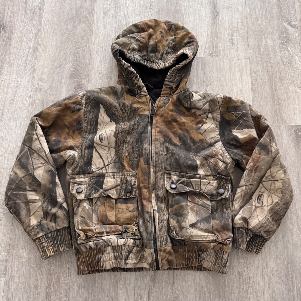 Outfitters Ridge Kids Realtree Hardwoods Camo Hooded Jacket Size Medium M 8